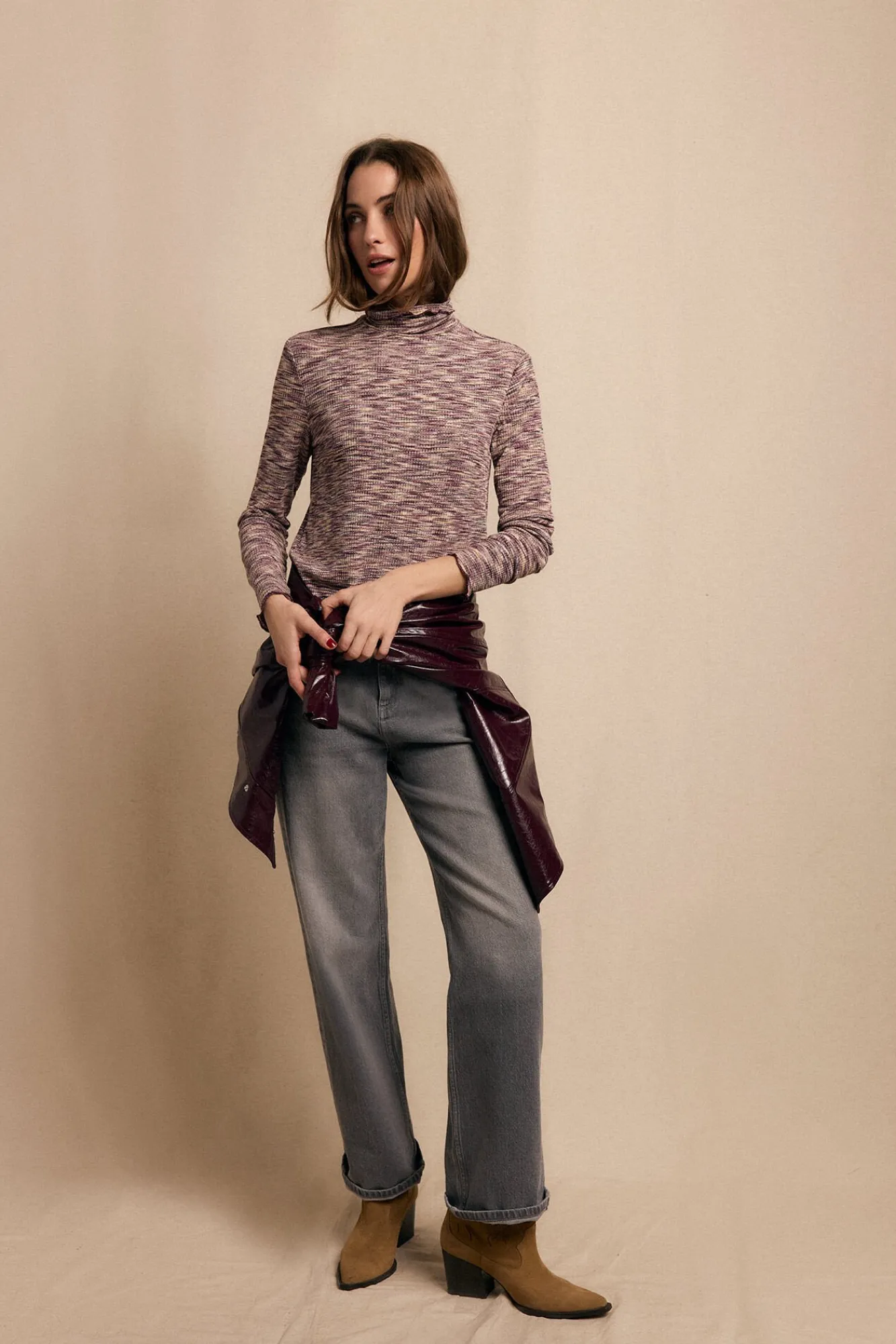 Slowlove T-Shirts-Camiseta melange de gola alta Roxo