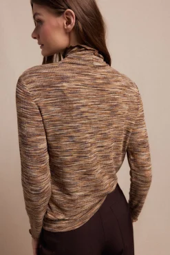 Slowlove T-Shirts-Camiseta melange de gola alta Tostado