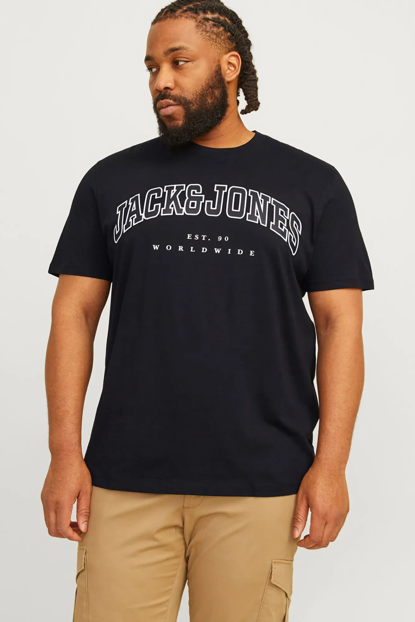 Jack & Jones PLUS T-Shirts-Camiseta PLUS de corte regular preto