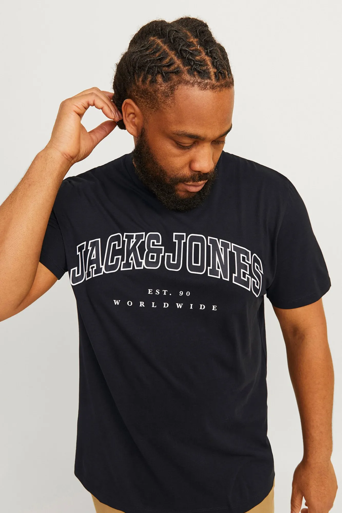 Jack & Jones PLUS T-Shirts-Camiseta PLUS de corte regular preto