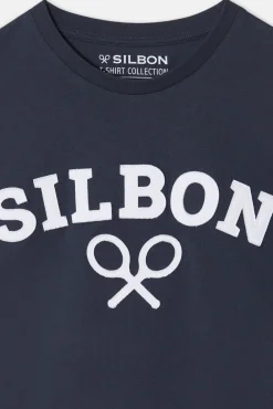 Silbon T-Shirts-Camiseta raquete meia Azul