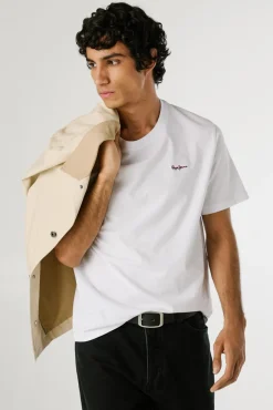 Pepe Jeans T-Shirts-Camiseta Regular Fit com Logotipo Bordado branco