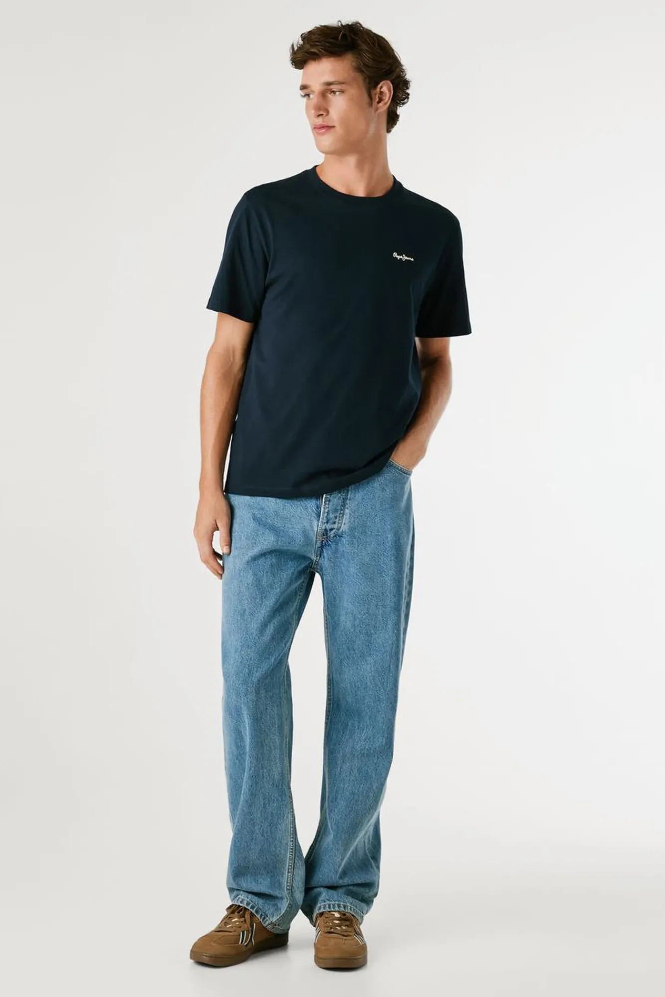 Pepe Jeans T-Shirts-Camiseta Regular Fit com Logotipo Bordado azul