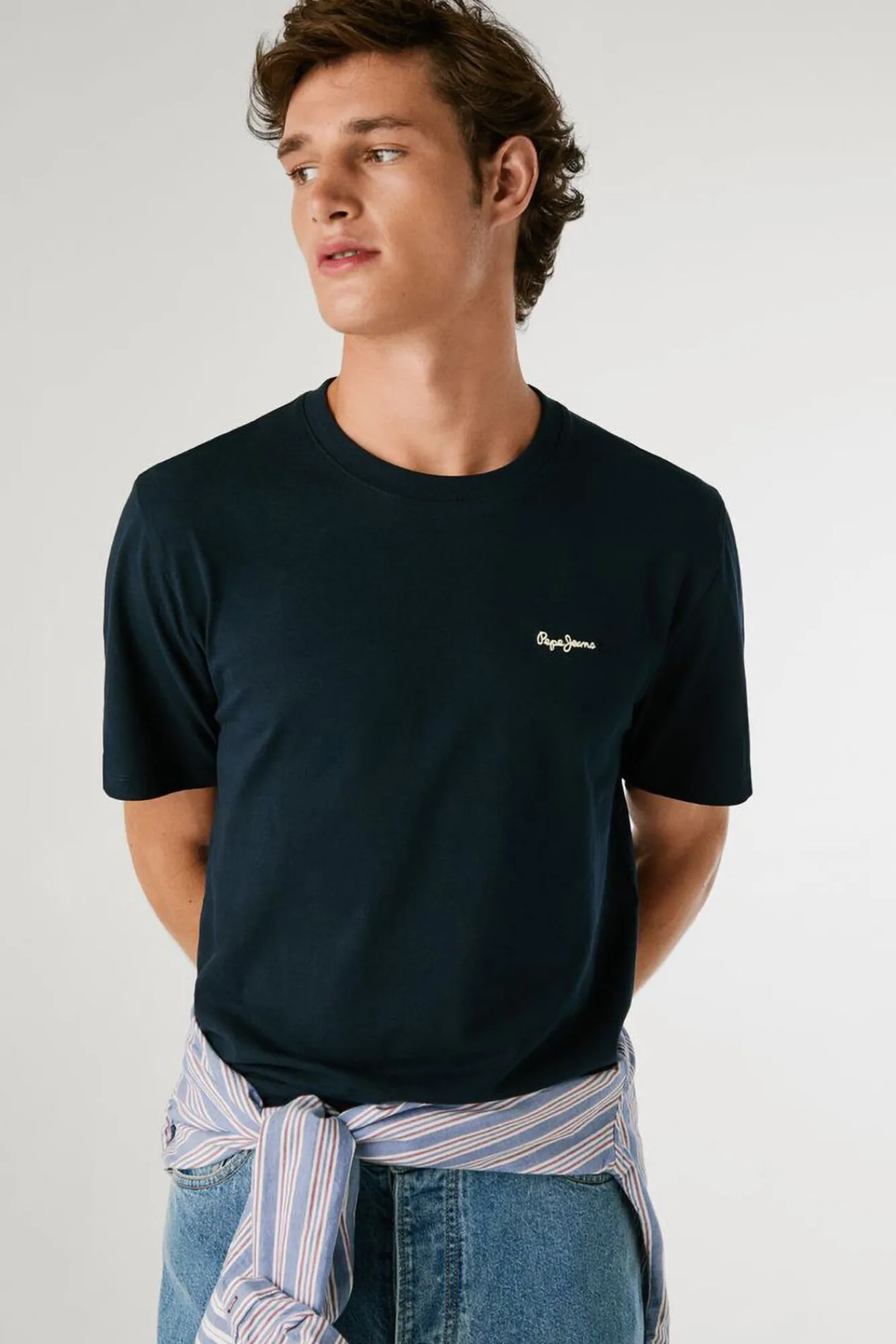 Pepe Jeans T-Shirts-Camiseta Regular Fit com Logotipo Bordado azul