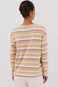 Cortefiel T-Shirts-Camiseta riscas em chenille Amarelo