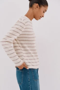 Cortefiel T-Shirts-Camiseta riscas em chenille Tostado