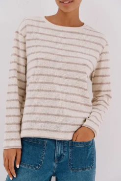 Cortefiel T-Shirts-Camiseta riscas em chenille Tostado