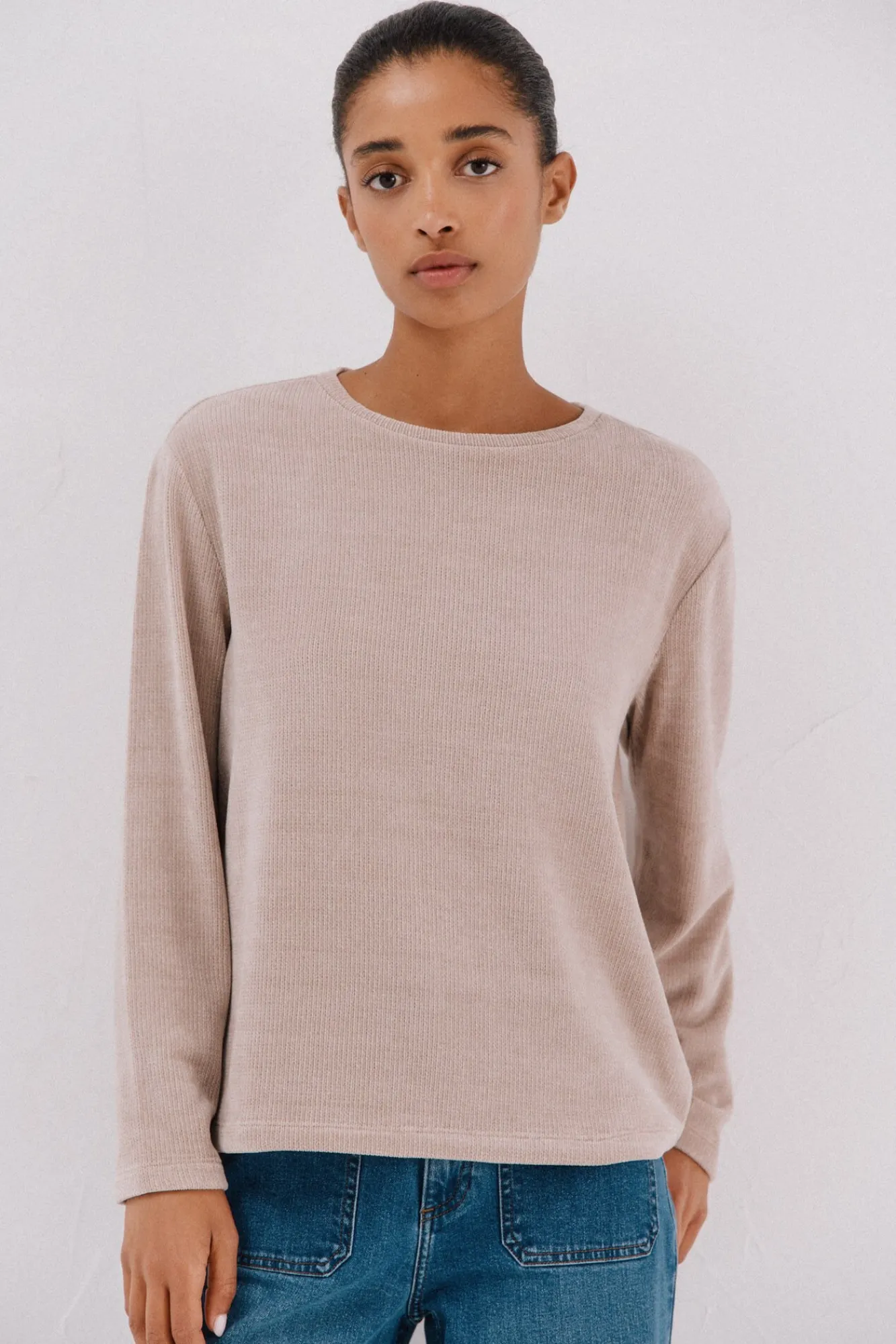 Cortefiel T-Shirts-Camiseta riscas em chenille Subiu