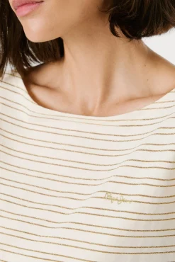 Pepe Jeans T-Shirts-Camiseta riscas manga curta com abertura nas costas estampado