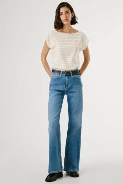 Pepe Jeans T-Shirts-Camiseta riscas manga curta com abertura nas costas estampado