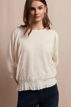 Slowlove T-Shirts-Camiseta rústica estruturada com manga balão Ecru