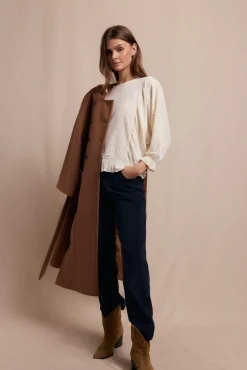 Slowlove T-Shirts-Camiseta rústica estruturada com manga balão Ecru