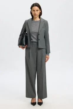 Selected Camisolas-Camisola 100% lã merino. Cinzento