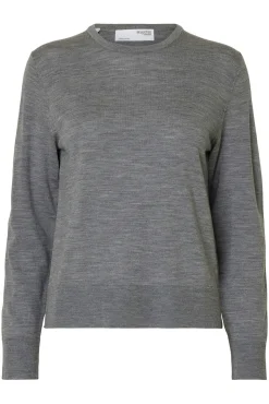 Selected Camisolas-Camisola 100% lã merino. Cinzento