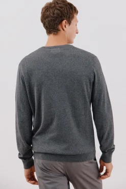 Cortefiel Camisolas-Camisola algodão caxemira gola em bico Cinzento