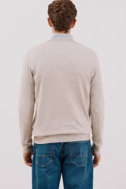 Cortefiel Camisolas-Camisola algodão caxemira gola em bico Tostado