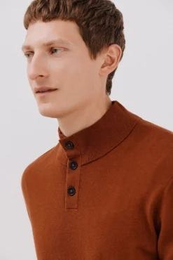 Cortefiel Camisolas-Camisola algodão caxemira gola alta Castanho