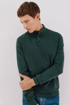 Cortefiel Camisolas-Camisola algodão caxemira gola alta Verde