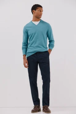 Cortefiel Camisolas-Camisola algodão caxemira gola em bico Azul