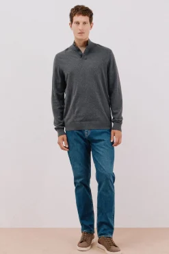 Cortefiel Camisolas-Camisola algodão caxemira gola alta Cinzento