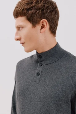 Cortefiel Camisolas-Camisola algodão caxemira gola alta Cinzento