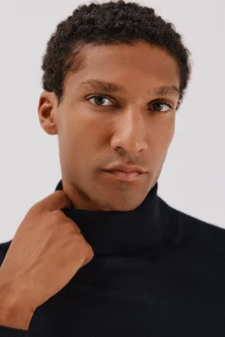 Cortefiel Camisolas-Camisola algodão caxemira gola alta Preto