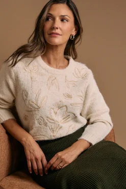 Polín Et Moi Camisolas-Camisola bordado em lurex cru Ecru