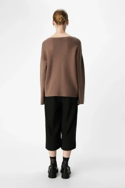 Object Camisolas-Camisola básico com gola em V Castanho