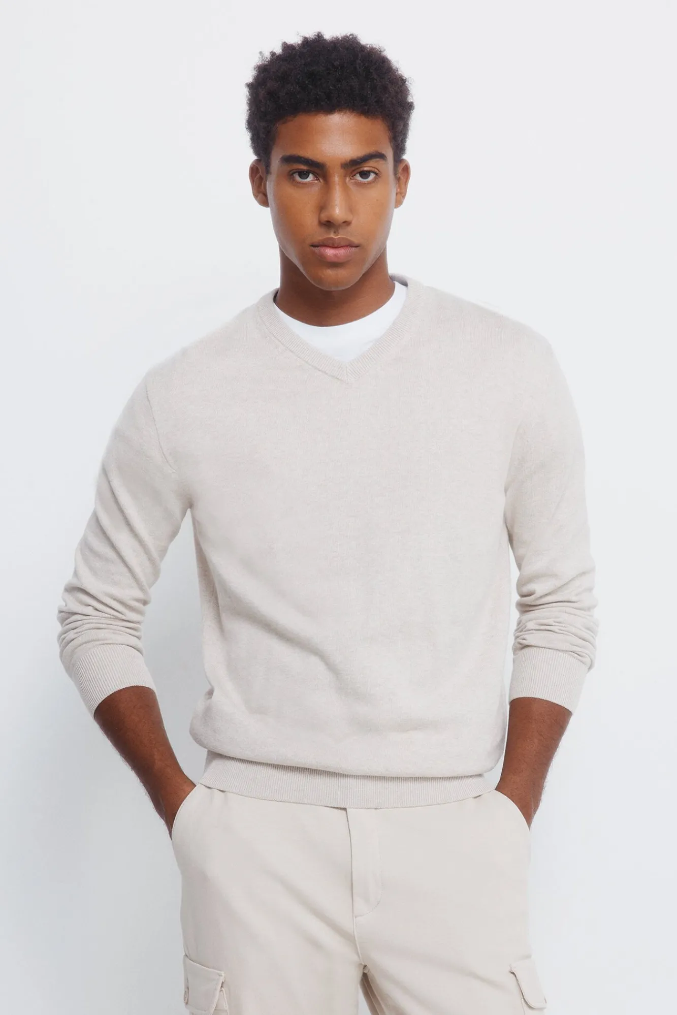 Springfield Camisolas-Camisola básico com gola em V cru