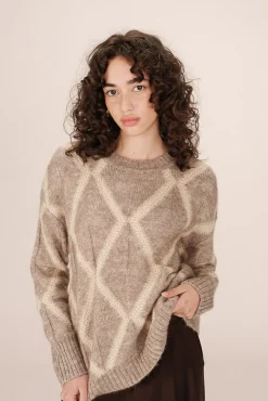 Grace & Mila Camisolas-Camisola básico com gola redonda Tostado