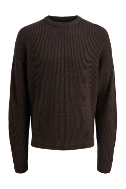 Jack & Jones Camisolas-Camisola básico de gola redonda castanho