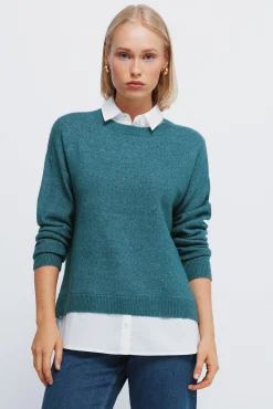 Springfield Camisolas-Camisola camisa combinada verde