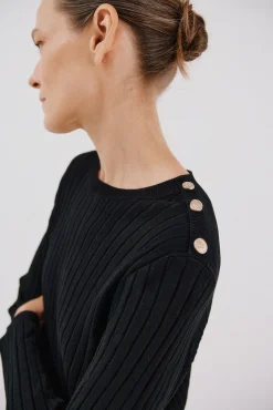 Cortefiel Camisolas-Camisola canelada botões Preto