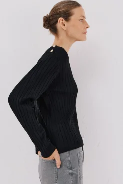 Cortefiel Camisolas-Camisola canelada botões Preto