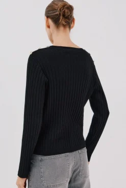 Cortefiel Camisolas-Camisola canelada botões Preto