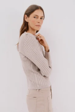 Cortefiel Camisolas-Camisola canelada botões Tostado