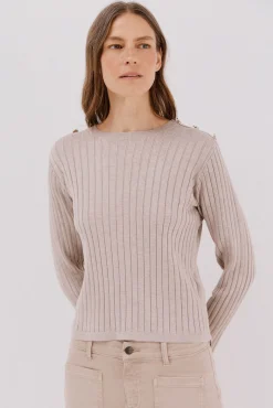 Cortefiel Camisolas-Camisola canelada botões Tostado