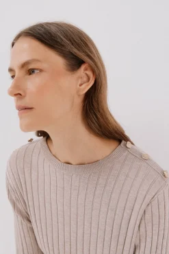 Cortefiel Camisolas-Camisola canelada botões Tostado