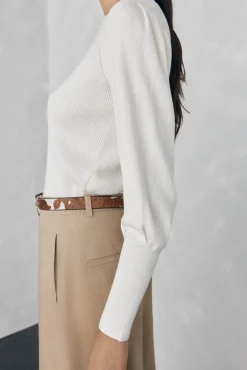 Pedro del Hierro Camisolas-Camisola canelada manga abaloada Branco