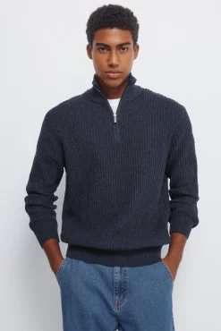 Springfield Camisolas-Camisola canelado com fecho-éclair azul