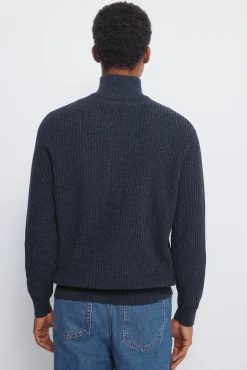 Springfield Camisolas-Camisola canelado com fecho-éclair azul