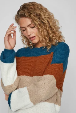 Vila Camisolas-Camisola canelado com riscas Multicolorido