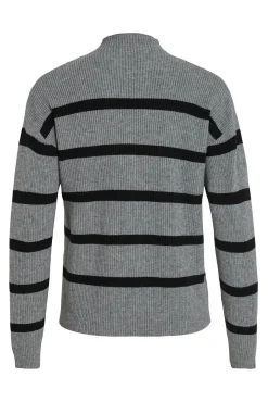 Vila Jeans|Camisolas-Camisola canelado com riscas Cinzento