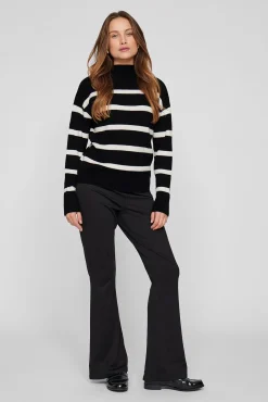 Vila Jeans|Camisolas-Camisola canelado com riscas Preto