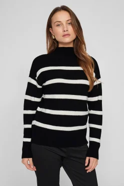 Vila Jeans|Camisolas-Camisola canelado com riscas Preto