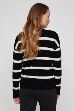 Vila Jeans|Camisolas-Camisola canelado com riscas Preto