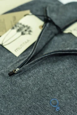 Mutitaa Camisolas-Camisola Chen com gola na fecho-éclair Cinzento