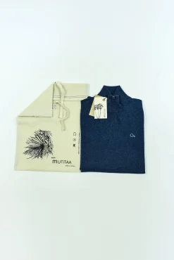 Mutitaa Camisolas-Camisola Chen com gola na fecho-éclair Azul