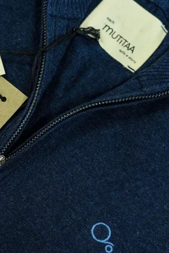 Mutitaa Camisolas-Camisola Chen com gola na fecho-éclair Azul