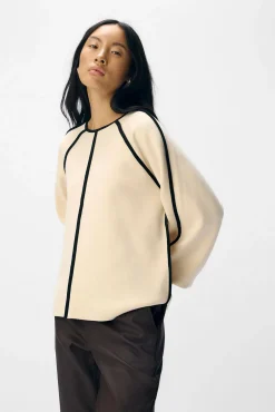 Object Camisolas-Camisola com acabamento contrastante Tostado